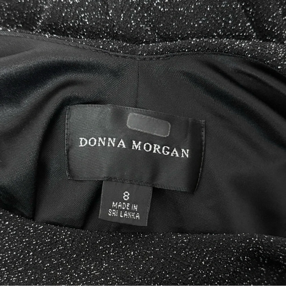 DONNA MORGAN‎ Metallic Sparkle Knit Short Sleeve V-Back Side Slit Midi Dress 8